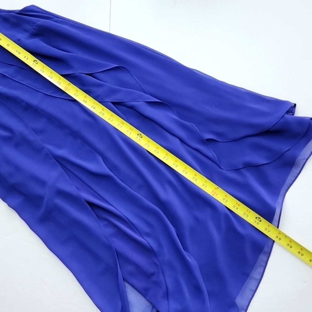 SLNY Women's Royal Blue Tiered Chiffon Sleeveless Shift Dress 6 - Picture 9 of 13